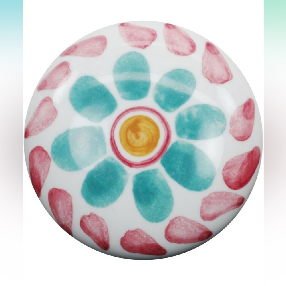 6 Boho Flower Ceramic 1-15/32" Kitchen Vanity Dresser Cabinet Drawer Door Knob